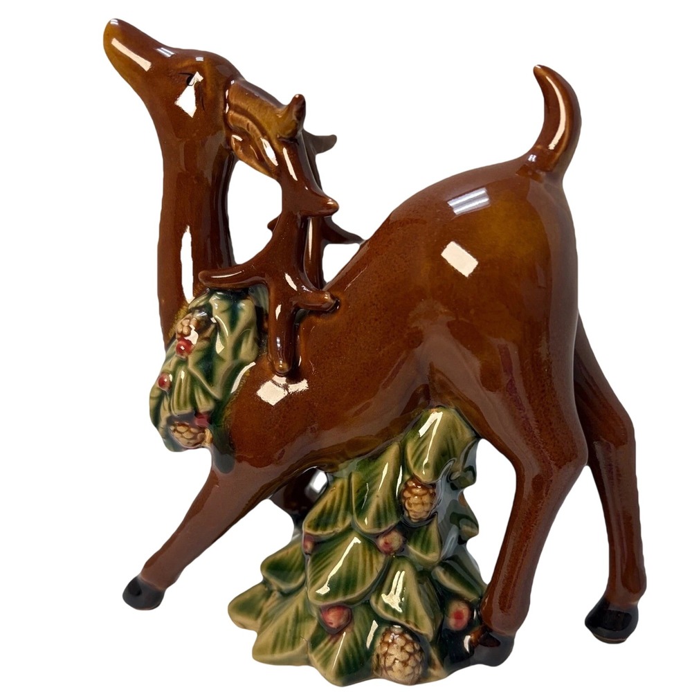 TII Collections Ceramic Reindeer Figurine Christmas Holiday Decor W2252 Brown